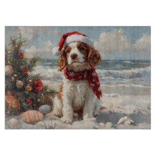 Planche À Découper Chien Springer Spaniel Noël Vintage Plage