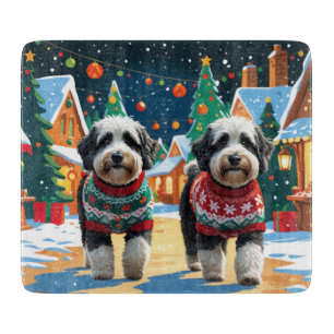 Planche À Découper Chiens Bernedoodle Noël Neige Fêtes