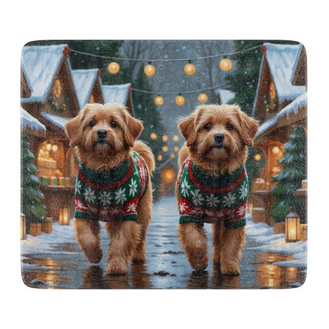 Planche À Découper Chiens Coton De Tulear Noël Neige Fêtes (Devant)