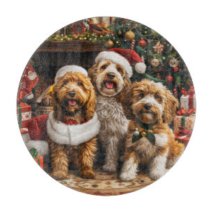 Planche À Découper Chiens de chiot de Noël Goldendoodle