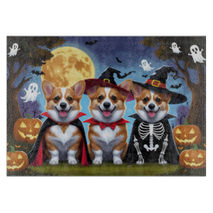 Planche À Découper Chiens de Corgi Citrouille Halloween Funny