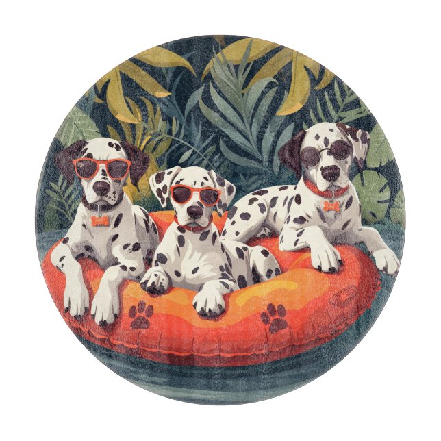 Planche À Découper Chiens de Dalmatie - Flotte de la piscine d'ananas (Devant)