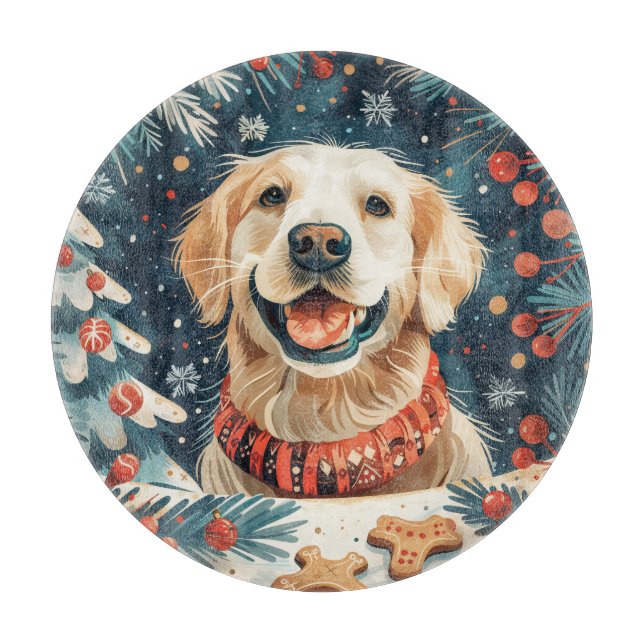 Planche À Découper Chiens de Noël Golden Retriever (Devant)