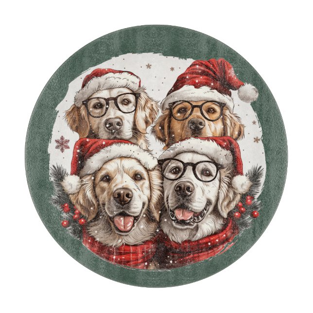 Planche À Découper Chiens de Noël Golden Retriever (Devant)