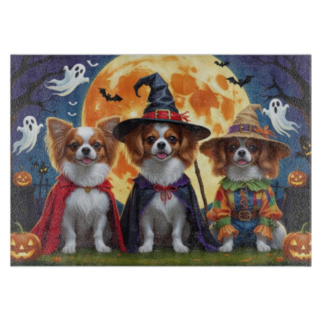 Planche À Découper Chiens de Papillon Citrouille Halloween Funny (Devant)