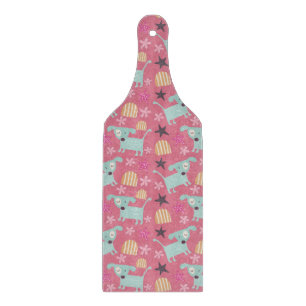 Planche À Découper Chiens, étoiles et fleurs