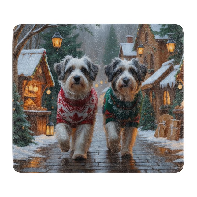 Planche À Découper Chiens Havanais Noël Neige Vacances  (Devant)