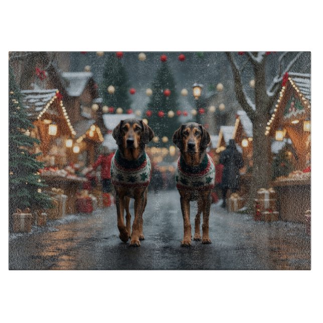Planche À Découper Chiens Louveteaux Noël Neige Fêtes (Devant)