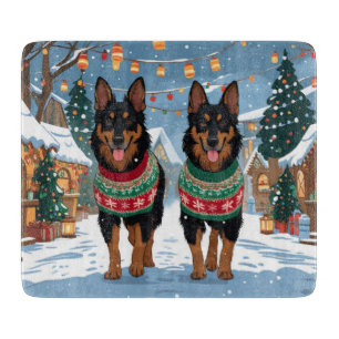 Planche À Découper Chiens Malinois Belges Noël Neige Vacances