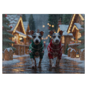 Planche À Découper Chiens Rat Terrier Noël Neige Fêtes