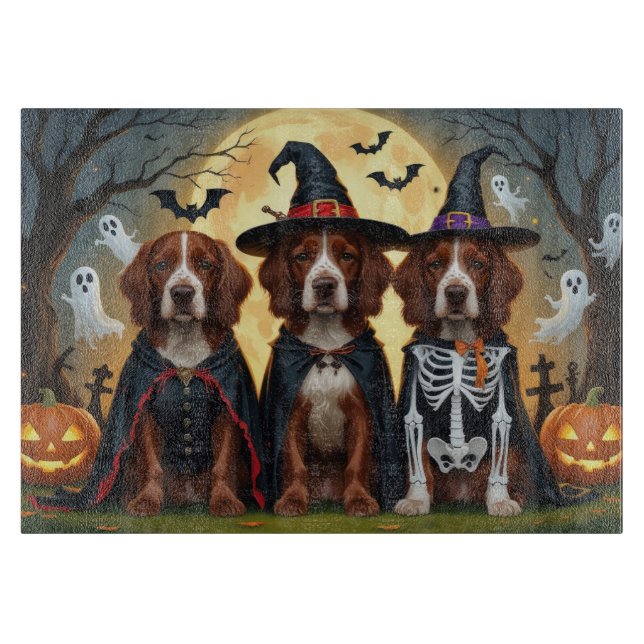 Planche À Découper Chiens rouges irlandais Citrouille Halloween Funny (Devant)