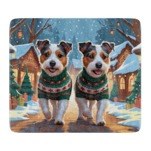 Planche À Découper Chiens Terrier Australien Noël Neige Fêtes