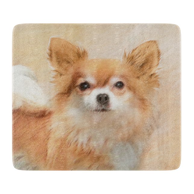 Planche À Découper Chihuahua Peinture de Chien à long Haired Art orig (Devant)