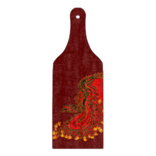 Planche À Découper Chine Dragon rouge et or design