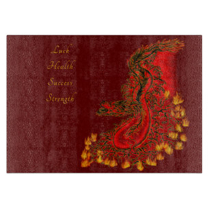 Planche À Découper Chine Dragon rouge et or design