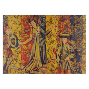 Planche À Découper Chinoiserie médiévale italienne rouge jaune