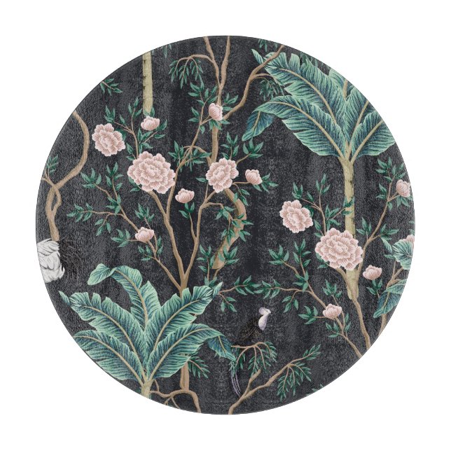 Planche À Découper Chinoiserie Oiseaux exotiques : Mur de bananier Vi (Devant)