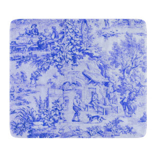 Planche À Découper Chinoiserie Toile Blanc Bleu Français Style Rustiq
