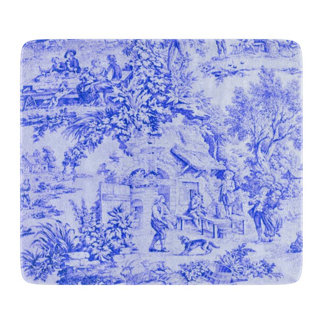 Planche À Découper Chinoiserie Toile Blanc Bleu Français Style Rustiq (Devant)