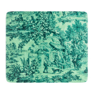 Planche À Découper Chinoiserie Toile Verte Française Style Rustique