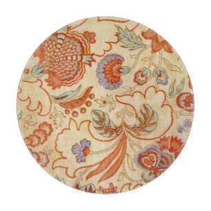 Planche À Découper Chintz Floral Antique Terracotta Français Vintage