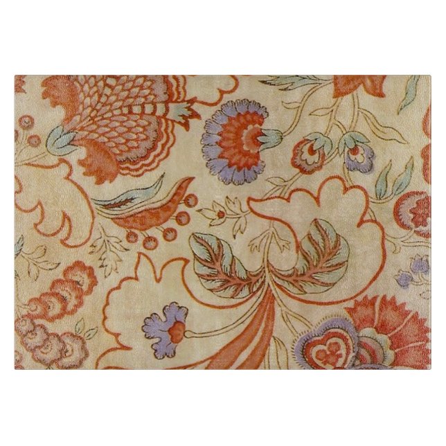 Planche À Découper Chintz Floral Antique Terracotta Français Vintage (Devant)