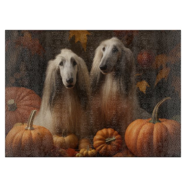Planche À Découper chiot Afghan Hound Délice d'Automne Citrouille (Devant)