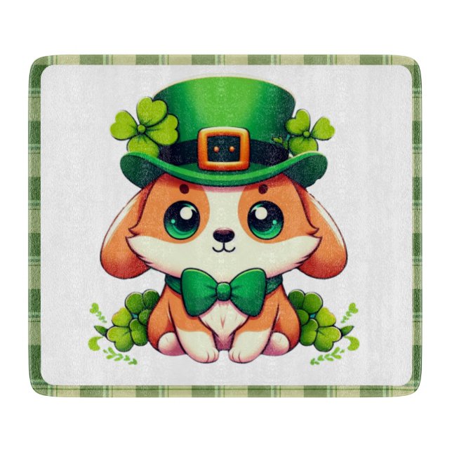 Planche À Découper Chiot de la Saint-Patricks (Devant)