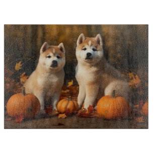 Planche À Découper Chiots Akita Délice d'Automne Citrouille