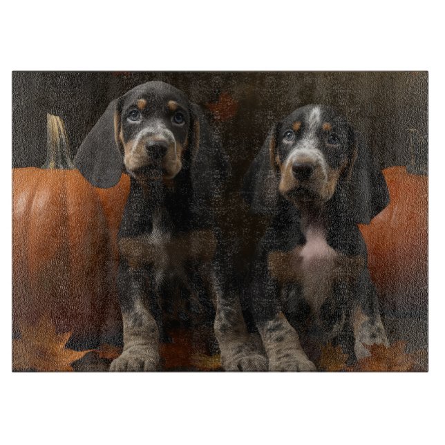 Planche À Découper Chiots Bluetick Coonhound Délice d'Automne Citroui (Devant)