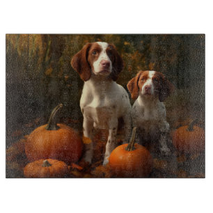 Planche À Découper Chiots Brittany Spaniel Automne Délice Citrouille