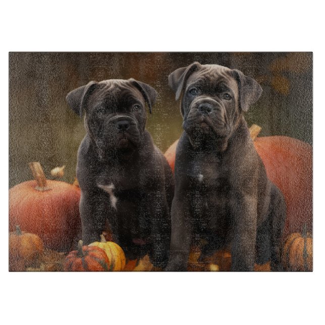 Planche À Découper Chiots Cane Corso Délice d'Automne Citrouille (Devant)