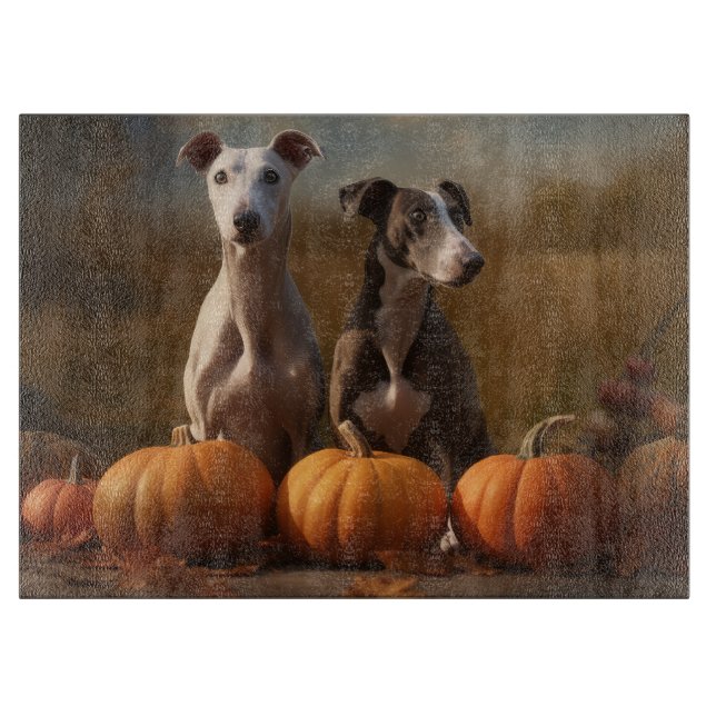 Planche À Découper Chiots Greyhound Délice d'Automne Citrouille (Devant)