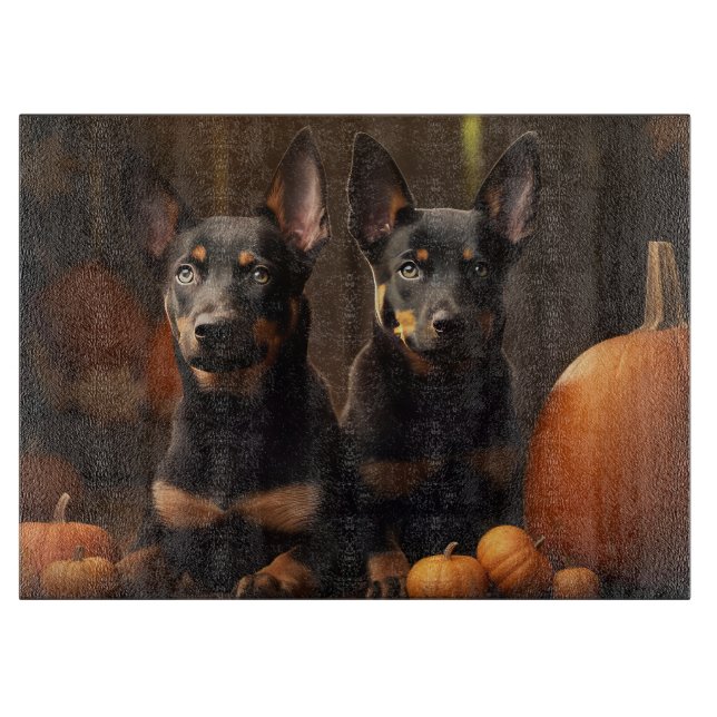 Planche À Découper Chiots Kelpie Australien Délice d'Automne Citrouil (Devant)