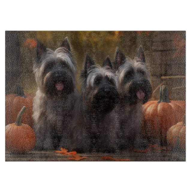 Planche À Découper Chiots Terrier Skye Délice d'Automne Citrouille  (Devant)