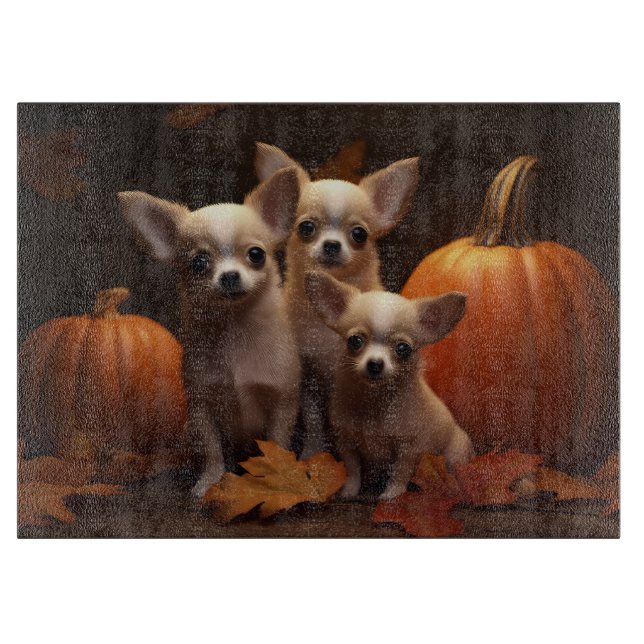 Planche À Découper Chiouahua Bébé Délice d'Automne Citrouille (Devant)