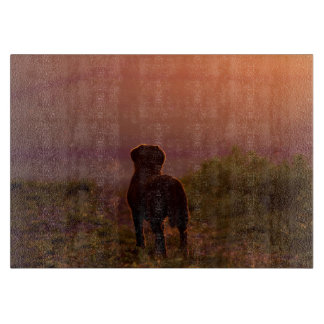 Planche À Découper Chocolat Labrador au hachoir de coucher du soleil