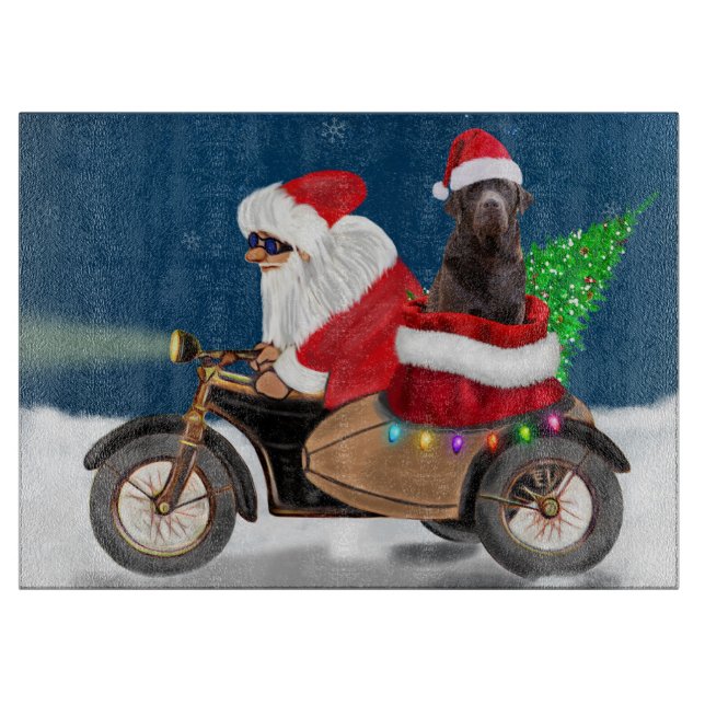 Planche À Découper Chocolat Labrador Chien Noël Père Noël (Devant)