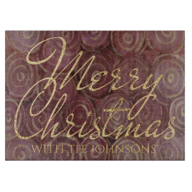 Planche À Découper Christmas Burgundy and Gold Swirls (Devant)