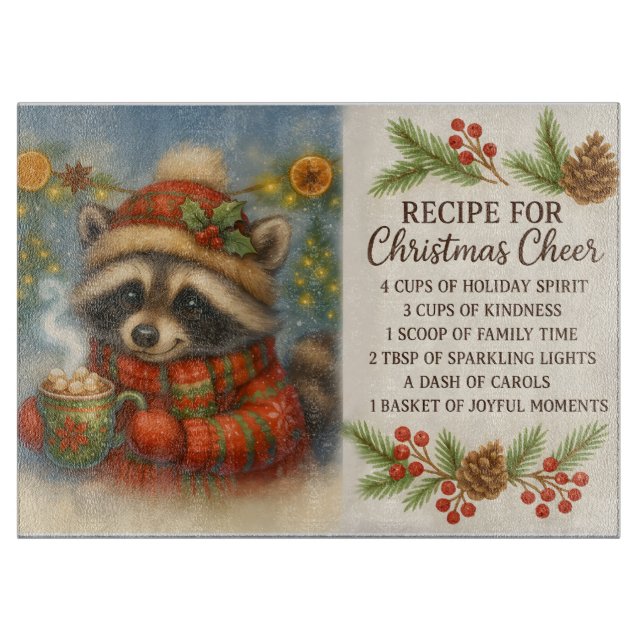 Planche À Découper Christmas Cheer Raccoon Cutting Board (Devant)