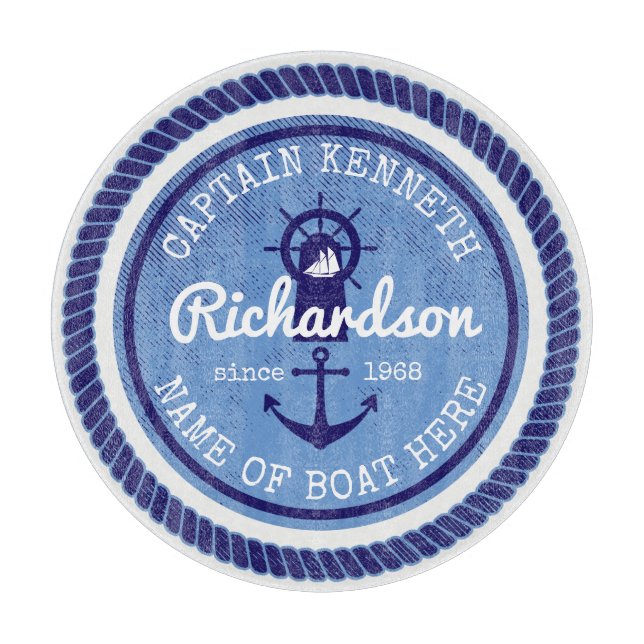 Planche À Découper cinquantième Capitaine Nautical Rope Anchor Helm (Devant)