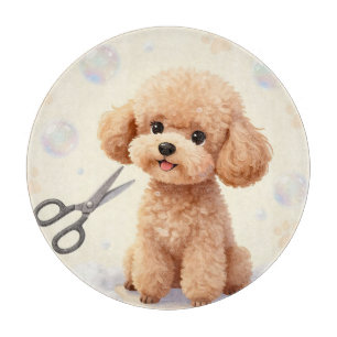 Planche À Découper Ciseaux à bulles de toilettage de caniche mignon 
