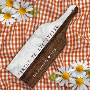 Planche À Découper Citation de famille en bois rustique et en marbre