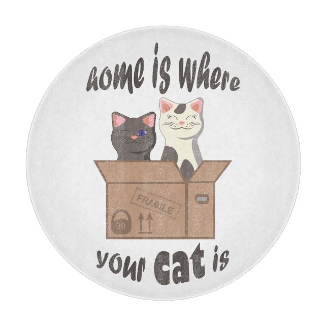 Planche À Découper Citation drôle Accueil est où est votre chat (Devant)