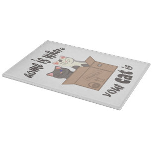 Planche À Découper Citation drôle Accueil est où est votre chat