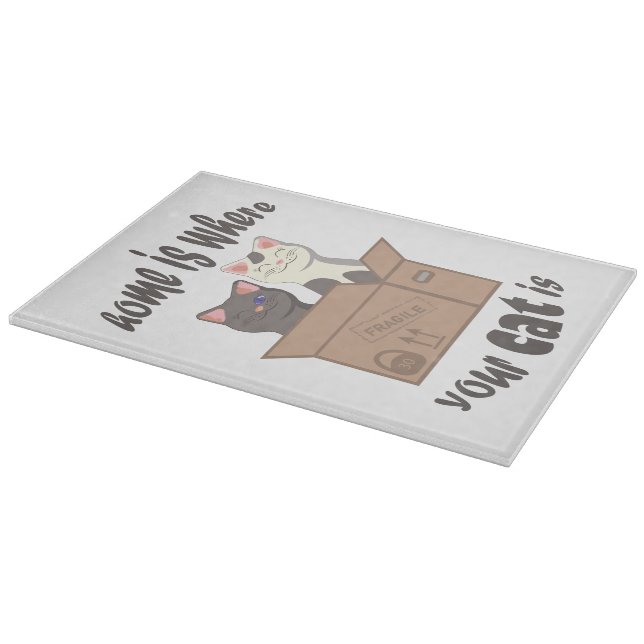 Planche À Découper Citation drôle Accueil est où est votre chat (Coin)