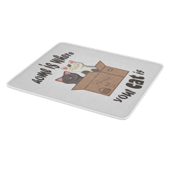Planche À Découper Citation drôle Accueil est où est votre chat (Coin)