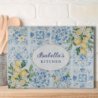 Citron de carreau italien bleu aquarelle personnal