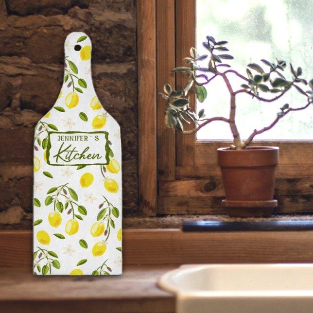 Planche À Découper Citron personnalisé, agrumes jaune et vert (Créateur téléchargé)