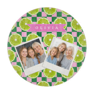 Planche À Découper Citron Personnalisé Gingham Citrus Nom Personnalis